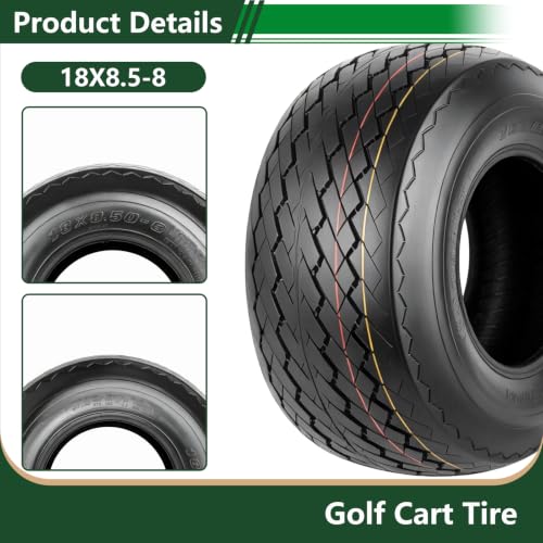 Set 4 Wolf Pack 18X8.5-8 Golf Cart Tires 6Ply Tubeless Multi-Terrain Tire - size: 18X8.5-8 6ply