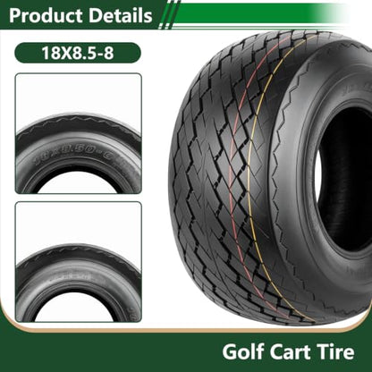 Set 4 Wolf Pack 18X8.5-8 Golf Cart Tires 6Ply Tubeless Multi-Terrain Tire - size: 18X8.5-8 6ply