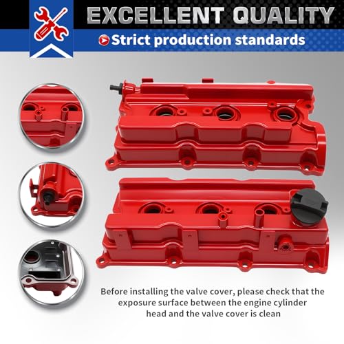 Aluminum Valve Cover Compatible with Pathfinder Frontier NV 4.0L 2005-2019 - color: Red