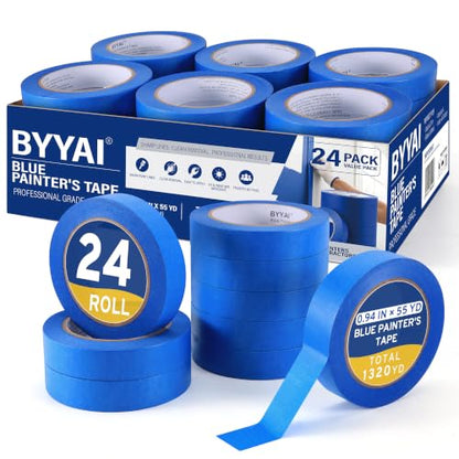 24 Rolls Painters Tape 1 Inch Wide, Blue Masking Tape Bulk 1320 Yards - size: 1 inch wide