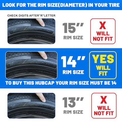 Winjet 14'' Set of 4 Universal Hubcaps Wheel Cover Replacement R14 Hub Caps,PP Material Universal Wheel Rim Cover,Auto Tire Replacement Exterior Cap (14 Inch,Set of 4,Matte Black) - color: Matte Black(5181-BP-14), size: 14 inch
