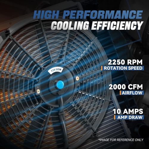 Auto Dynasty 16 inch Universal 12V Electric Radiator Cooling Fan Kit, Black - color: Black, size: 16 Inch Diameter