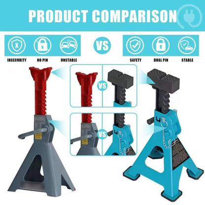 Jack Boss Jack Stands 3 Ton (6600 LBs) with Insulated Anti-Slip Rubber Pads and Dual Secure Pins Adjustable Ratchet Car Lifting Jack Stand, Fits Electric Vehicles, Automotive Motorcycles, 2 Pack