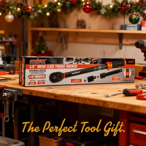 HORUSDY 1/2-Inch Drive Click Torque Wrench Set – 10–170 ft-lb / 13.6–230.5 Nm, ±3% Precision, Dual Scale, 72-Tooth Reversible Head with 5" Extension & Adapter for Car, Tire, and Motorcycle Use - size: 10-170 ft-lb, style: 1/2" drive with 5" Extension Bar