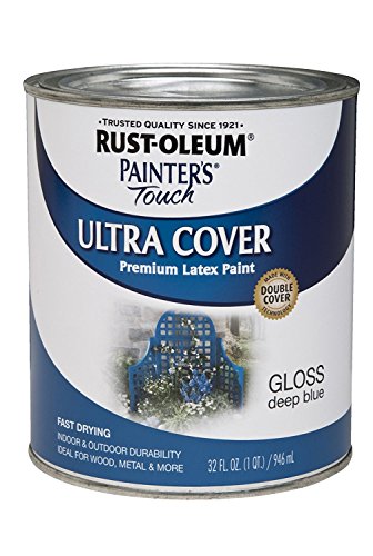 Rust-Oleum Painter's Touch Latex Brush-On Paint, Gloss Deep Blue - color: Gloss Deep Blue, size: 1 Quarts (Pack of 1)