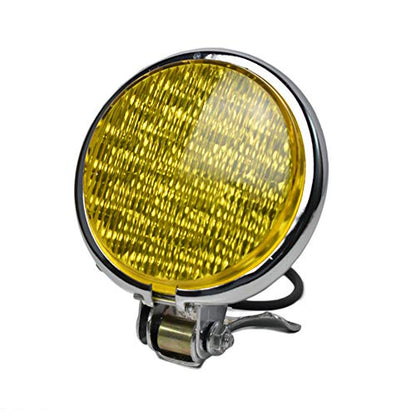0013 Cafe Racer Motorcycle Led Front Headlight Head Lamp Universal for Bobber Chopper Chrome Yellow - color: chrome yellow