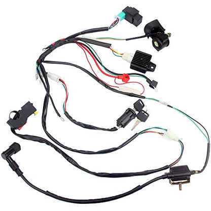 Electric Start Engine Wiring Harness Coil CDI Solenoid Relay for50cc 70cc 110cc 125cc 4 Stroke ATV Pit Quad Dirt Bike Go Kart Scooter Buggy
