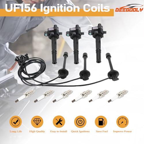 3PCS UF156 Ignition Coil Pack & 6PCS Iridium Spark Plug & 3PCS Spark Plug Wires Set Compatible with Toyota 4Runner T100 Tacoma Tundra 1995-2004 3.4L Replace# C1041 E589 5C1308 E679 - size: UF156 Ignition Coil & Spark Plug &Wires