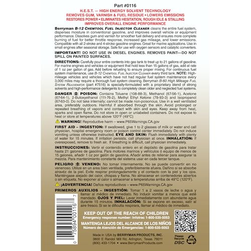 Berryman (0116-12PK) B-12 Chemtool Carburetor/Fuel Treatment and Injector Cleaner - 15 oz., (Pack of 12) - size: 15 Fl Oz (Pack of 12)