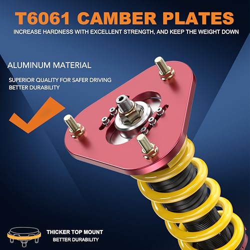 KUIPERAUTO Lowering Coilovers Struts Compatible for 2009-2014 Matrix E140 Compatible for 2009-2017 Toyota Corolla E160 Front Rear Shocks Adjustable Height Suspension Coil Spring Strut Set of 4 Yellow - size: 2009-2017 Toyota Corolla
