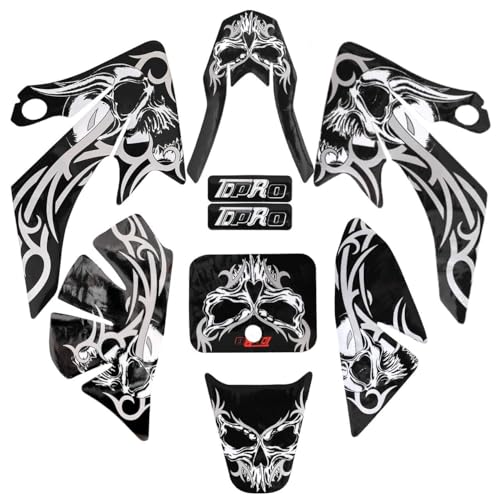 Black Pit Bike Plastic Kit with Graphics | 7-Piece CRF50 Style Body Set | Fits 50cc 70cc 90cc 110cc 125cc Dirt Bikes | Includes Decals for Custom Look