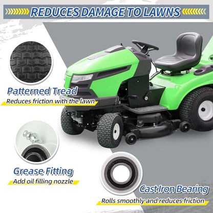 GICOOL 15x6.00-6 Flat Free Lawn Mower Tire and Wheel, 15x6-6nhs Riding Mowers Lawn Tire and Wheel with 3/4" Bearing, 3" Centered Hub, 2 Pack - color: Turf-Pattern Tread, size: 15x6.00-6 Flat-Free Tire