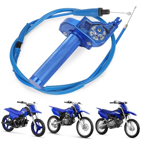 Motorcycle Twist Throttle 7/8" 22mm with Throttle Cable CNC Assembly Universal for TTR 125 110 230 PW 50 80 YZ 85 125 250 Dirt Pit Mini Bike Blue - color: blue