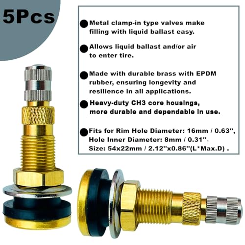TR618A Tire Valve Stems,Tubeless Air Liquid Tractor Valve Stems for Tubeless Tires, Industrial Agricultural Wheels, Clamp-in Tire Valve Stems (Pack of 5) - size: TR618A-5pcs