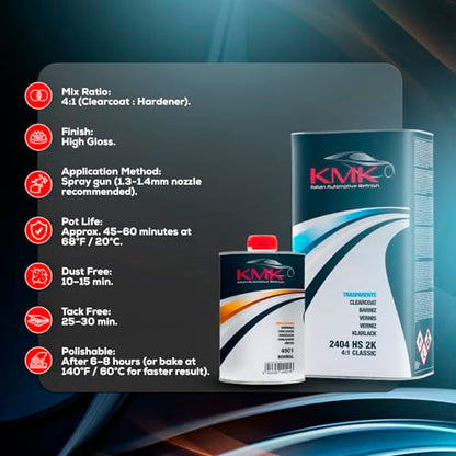 KMK 2404 HS 2K Clearcoat 4:1 and 4901 Normal Hardener Kit