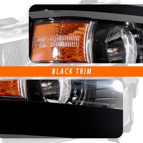 Headlights Halogen Assembly fits 2015-2019 Chevy Silverado 2500HD - size: Black Right Side