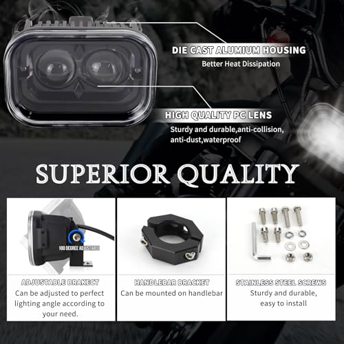 4 ''LED Headlight Cool White Motorcycle LED Headlight with DRL Hi/Lo Beam LED Driving Light 12V Waterproof LED Headlight for Motorcycle UTV Truck Vehicles Car(1 Pack)-1 Year Warranty