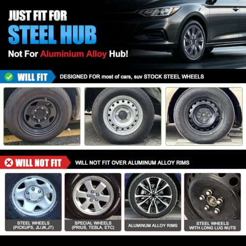Winjet 15 Inch Hubcaps Universal Wheel Rim Cover Set of 4 - color: Gray Lacquer Gliter(84-FG-15"), size: 15 inch