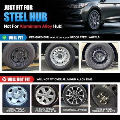 Winjet 15 Inch Hubcaps Universal Wheel Rim Cover Set of 4 - color: Gray Lacquer Gliter(84-FG-15"), size: 15 inch