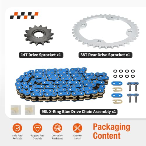 98L X-Ring Drive Chain + Sprocket For Yamaha Raptor 700 YFM700 R 2006-2024