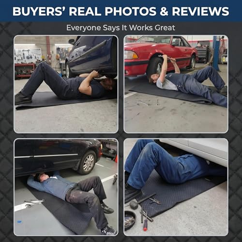 60''x28'' Rolling Creeper Mat with Storage Bag, Foldable Two-Layer Automotive Mechanic Repair Mat, Mechanic Creeper for Low Clearance, Special Roads, Long-Distance Trucks, Mechanics Pad, Black