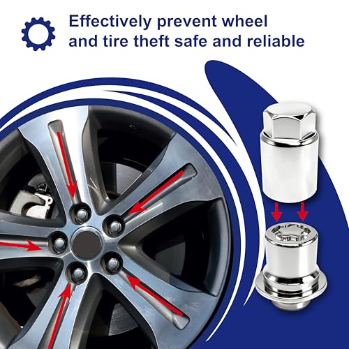 00276-00900 Wheel Lock Lug Nut Set, 4 Anti-Theft Nuts & 20 M12x1.5