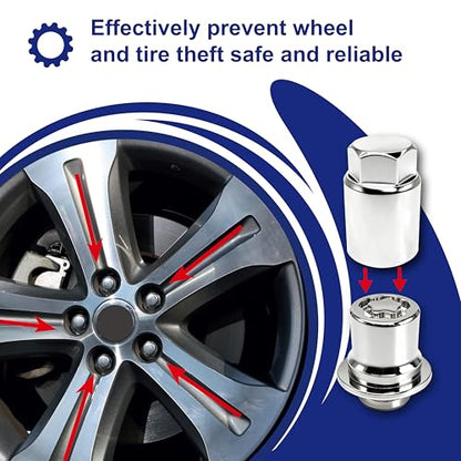 00276-00900 Wheel Lock Lug Nut Set, 4 Anti-Theft Nuts & 20 M12x1.5