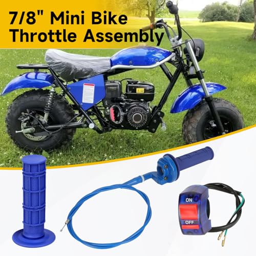 HIAORS 7/8" Mini Bike Throttle Cable Handle Grips Assembly Kit Compatible with Coleman CT200U BT200X CC100X Predator 212cc Baja Warrior MB200 MB165 Motovox CRF50 SSR Apollo Pit Dirt Bike Parts (Blue) - color: Blue