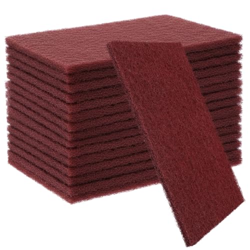 16 Pcs Maroon General Purpose Scuff Pads 6" x 9” 320 Grit Red Scuff Pad Automotive Pads for Scuffing Scouring Sanding Paint Primer Prep Adhesion Scratch Handicrafts