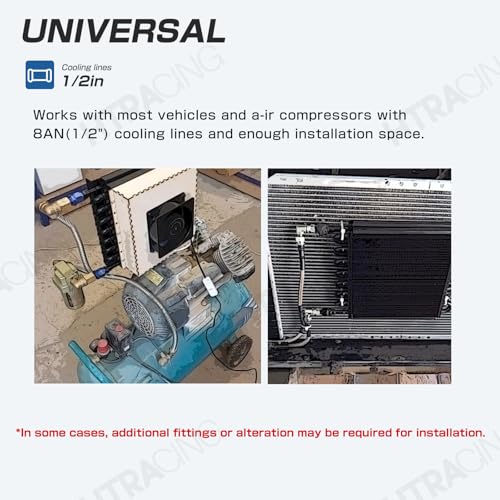 16 Row 8AN 1/2" Transmission Cooler Kit, Air-Compressor Aftercooler, Dual Pass Tube and Fin Universal