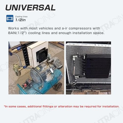 16 Row 8AN 1/2" Transmission Cooler Kit, Air-Compressor Aftercooler, Dual Pass Tube and Fin Universal