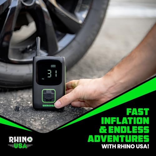 Rhino USA Portable Tire Inflator (150 PSI) Digital Air Compressor w/Gauge