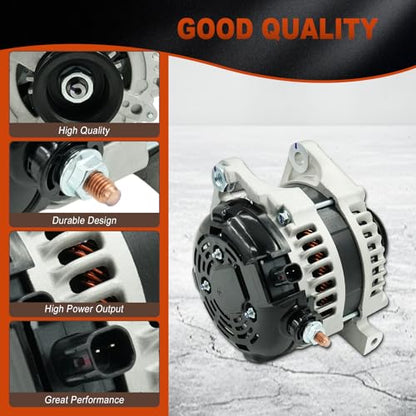 Alternator for Dodge Grand Caravan 2008-2010, for Chrysler Town & Country 2008-2010, Voyager 2008, for Jeep Wrangler 2007-2008, VW Routan 2009-2010 3.3L 3.8L, 160Amp CW 12V OE 7B0903015, 90-29-5700 - size: 7B0903015