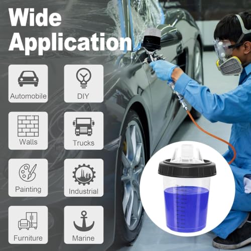 Paint Spray Gun Disposable Cups System 180ml (6oz) with Lids Liners - size: 6 Ounce Kit (180ml)