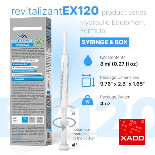 XADO Power Steering Fluid Oil Additive EX120 - Metal Repair Conditioner and Revitalizant for Steering Wheel Booster and Hydraulic Equipment - Protective Fluid Treatment from Wear (Syringe, 8 ml)