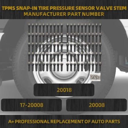 Dasbecan 100pcs 17-20008 TPMS Snap-in Tire Pressure Sensor Valve Stem