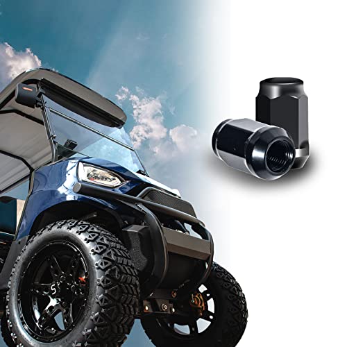 Golf Cart Wheel Lug Nuts Standard 1/2"-20 for EZGO & Club Car (16 Pack) Black