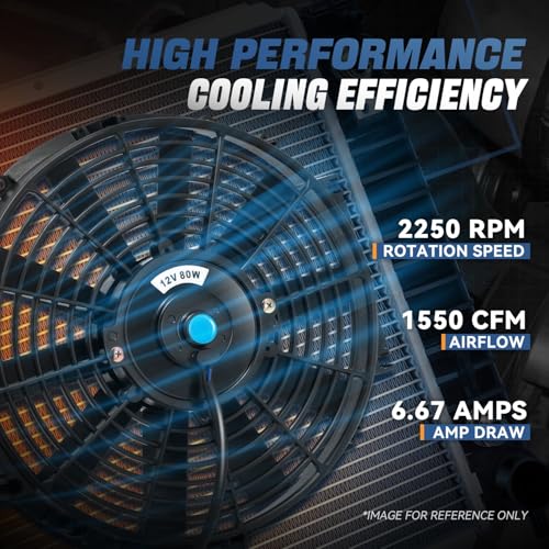 Auto Dynasty 12 inch Universal 12V Electric Radiator Cooling Fan Kit, Black - color: Black, size: 12 Inch Diameter