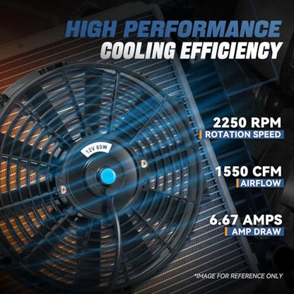 Auto Dynasty 12 inch Universal 12V Electric Radiator Cooling Fan Kit, Black - color: Black, size: 12 Inch Diameter