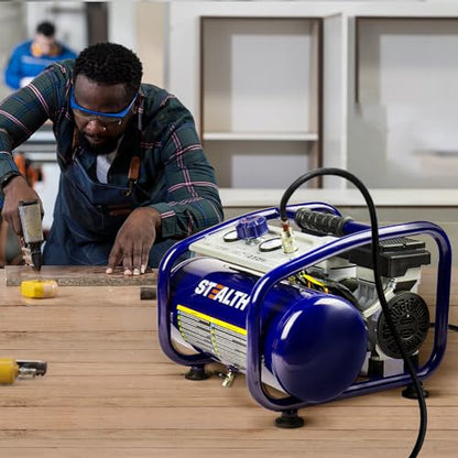 Stealth Air Compressor 2 Gallon, 3/4 HP Oil-Free Compressor, Less than 60dB Ultra Quiet Electric Air Compressor,Max 125 PSI Pressure for Tire Inflation,Nailing,Home DIY Project(SAQ-1234) - style: SAQ-1234