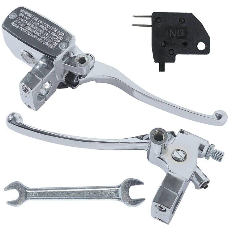 Stylemafia Universal Motorcycle 1" 25mm Brake Clutch Master Cylinder Lever Compatible with Honda Kawasaki Suzuki Yamaha（Silver） - color: Silver