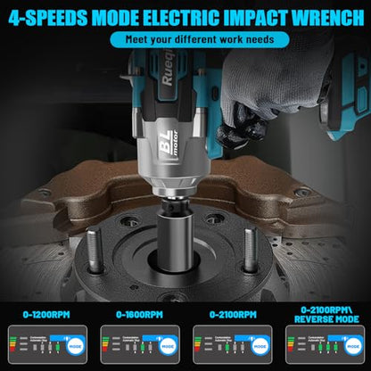 Cordless Impact Wrench 1/2" Compatible with Makita 18V Battery - color: Blue 2000n 1/2in