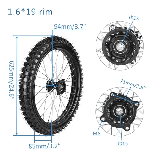 19"/16" Wheel Complete Upgrade Set 70/100-19 & 90/100-16 Dirt Bike Tire Wheels - Front and Rear Tires, Rims, Tubes & 420 53T Sprocket Rotors for Dirt Pit Bike Offroad Apollo 125cc 150cc 200cc