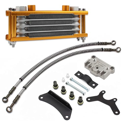Motorcycle Oil Cooler,Engine Cooling Radiator Compatible with 50cc 70cc 90cc 110cc 125cc 140cc ATV Go Kart Off Road-Gold - color: Gold