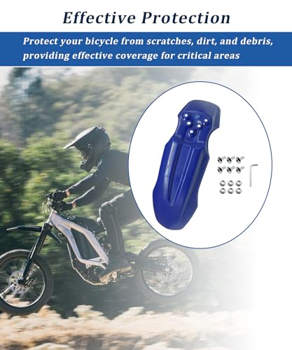E-Bike Front Fender with Screw Kit Waterproof (Blue) - color: Blue