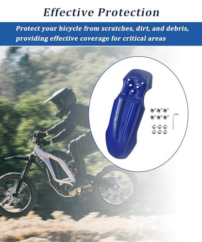 E-Bike Front Fender with Screw Kit Waterproof (Blue) - color: Blue