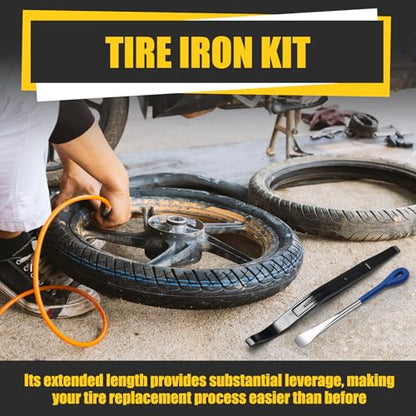 3 Pcs Tire Iron Kit Include 2 Pcs 10" Motorcycle Tire Spoons and a 15" Arc Levers Changing Repair Removal Tools for Dirt Bike Motorcycle ATV