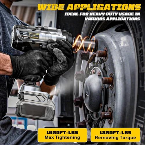 Cordless Impact Wrench 3/4 inch compatible with Dewalt 20V Battery, Cerycose1850ft-lbs (2500N.m) Brushless Electric Impact Gun, High Torque Impact Driver, Bare Tool Only, Heavy-Duty Automotive - size: 3/4inch, style: 3/4 inch Fit for DeWalt(No battery)