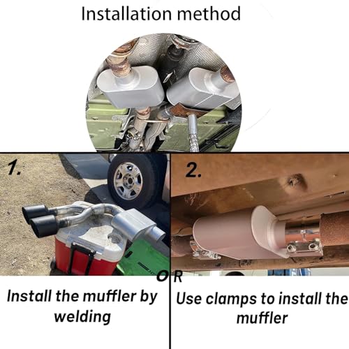 Universal Mufflers,Performance Automotive Exhaust Muffler，Single Chamber 2.25 inch inlet (ID) 2.25 inch outlet (ID) Black FH72441 - color: Black, size: 2.25"