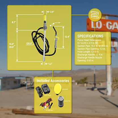 TERA PUMP Fuel Transfer Pump w/Quick Flow Control Nozzle - style: 10 ft Pump (3 Pwr Options)